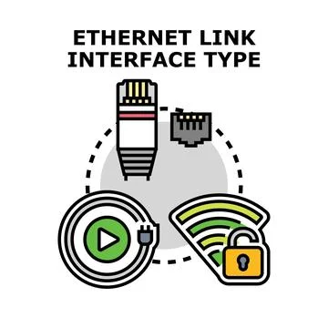 Ethernet link interface type connecting wired and wireless networks Stock Illustration