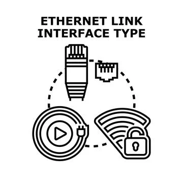 Ethernet link interface type connecting wired and wireless networks Stock Illustration