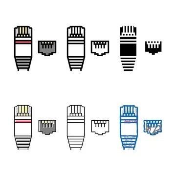 Ethernet modem color icon vector variety Stock Illustration