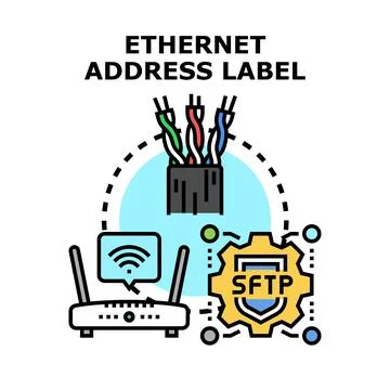 Ethernet network address label concept illustration Stock Illustration