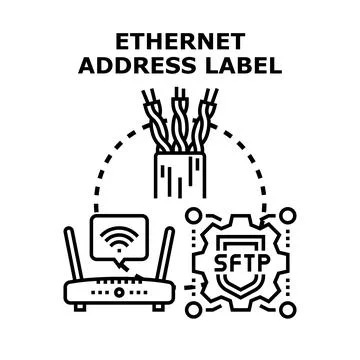 Ethernet network address label concept illustration 스톡 일러스트