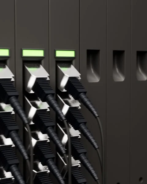 Ethernet network cables plugged into a server switch Stock-Footage 332229779