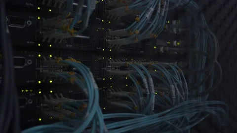 Ethernet Network Connection Hub. Blinking lights Stock Footage 92753286