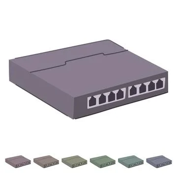 Ethernet network switch vector cartoon graphic Stock Illustration