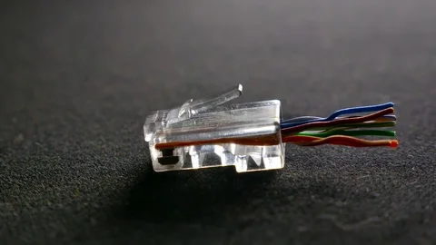 Ethernet plug adapter hand pick up Video stock 70475171