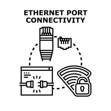Ethernet port connectivity technology concept illustration Illustrazione stock