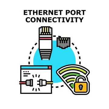 Ethernet port connectivity technology concept illustration Stock Illustration