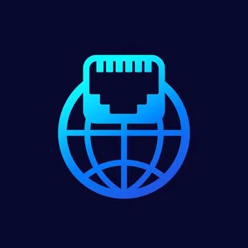 Ethernet port, network icon for web, vector Stock Illustration