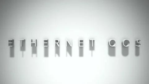 Ethernet qos 3D title animation white text on a white background Stock Footage 299757951
