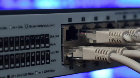 Ethernet server switches in Data Center sending and receiving data Stock Footage 209239106