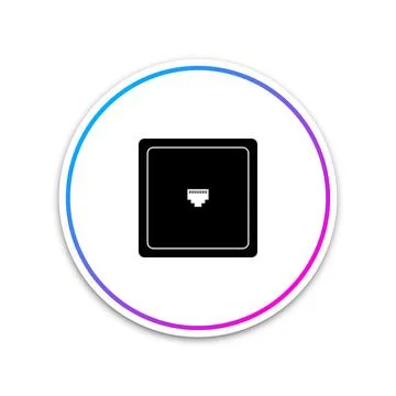 Ethernet socket sign. Network port - cable socket icon isolated on white 스톡 일러스트