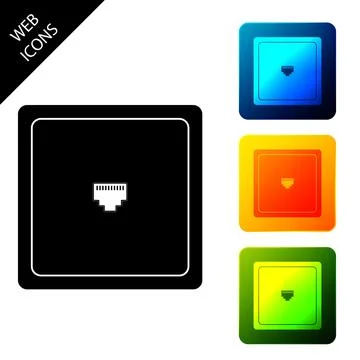 Ethernet socket sign. Network port - cable socket icon isolated. LAN port icon Stockillustratie