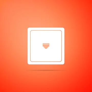Ethernet socket sign. Network port - cable socket icon isolated on orange b.. Stock Illustration