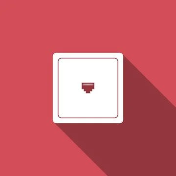Ethernet socket sign. Network port - cable socket icon isolated with long s.. Stockillustratie
