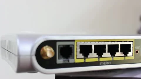 Ethernet sockets on router Video stock 11407599