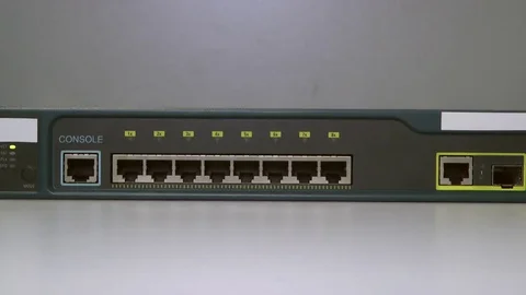 Ethernet switch loading, blink color leds Video stock 83521713