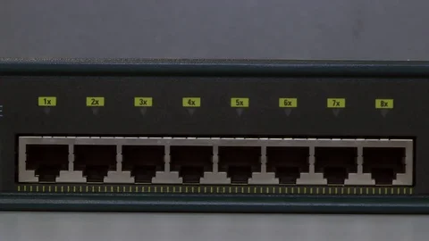 Ethernet switch loading, blink color leds Stock Footage 83523237