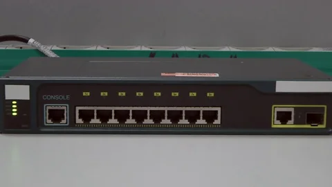 Ethernet switch loading, blink color leds Video stock 83524366