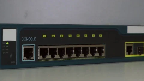 Ethernet switch loading, blink color leds Video stock 83525066
