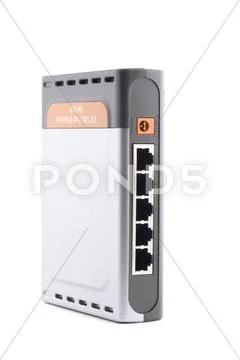 Ethernet switch on white Stock Photos
