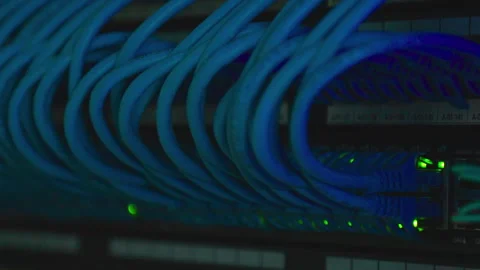 Ethernet switches close up in a network room, professionaly organised, fg01 Stock Footage 253872150