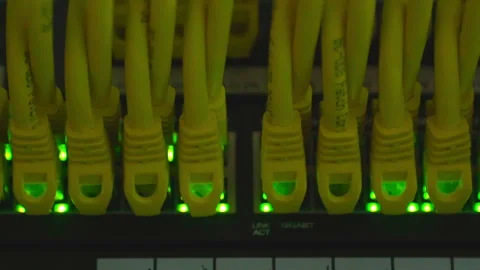 Ethernet switches close up in a network room, professionaly organised, fg01 Stock Footage 253872523