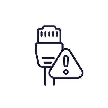 Ethernet warning line icon with a lan cable Stock Illustration