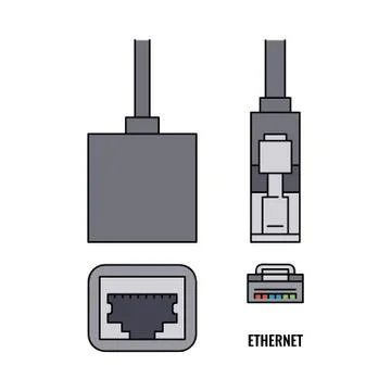 Ethernet wire computer cable icon sketch cartoon vector illustration isolated. Stockillustratie