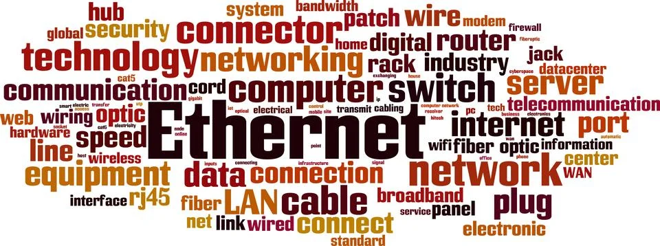 Ethernet word cloud Stock Illustration