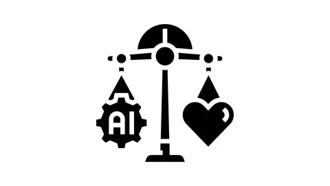 Ethical ai balance scale deep learning glyph icon animation Stock Footage 326143975