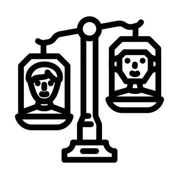 Ethical ai balance scale deep learning line icon vector illustration Illustrazione stock