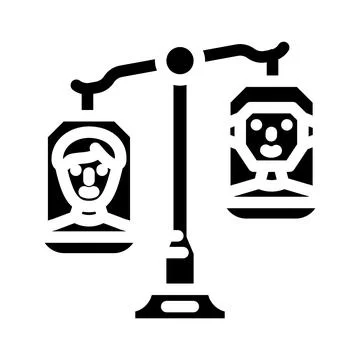 Ethical ai balance scale deep learning glyph icon vector illustration Stock Illustration