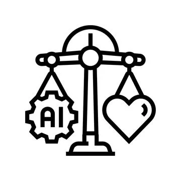 Ethical ai balance scale deep learning line icon vector illustration Illustrazione stock