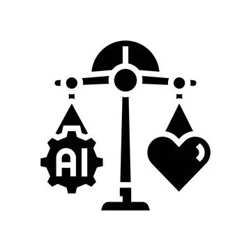 Ethical ai balance scale deep learning glyph icon vector illustration Stock Illustration