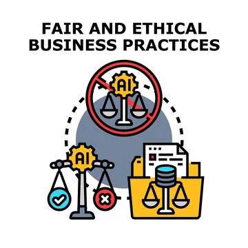 Ethical ai developing fair business practices concept Stock Illustration