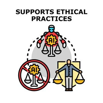 Ethical ai practices supporting human justice values Stock Illustration