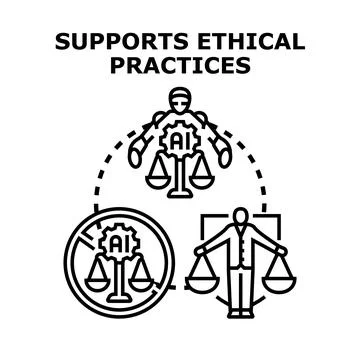 Ethical ai practices supporting human justice values Stock Illustration