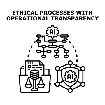 Ethical ai processes with operational transparency icon concept Stock Illustration