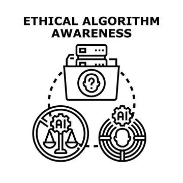 Ethical algorithm awareness balancing fairness and data privacy Stock Illustration