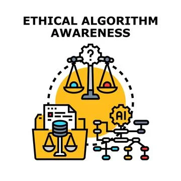 Ethical algorithm awareness concept managing artificial intelligence decision Stock Illustration