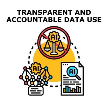 Ethical artificial intelligence ensuring transparent accountable data use Stock Illustration