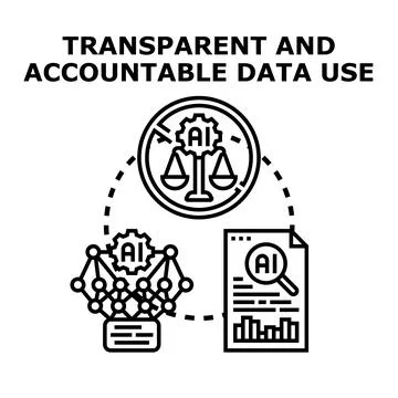 Ethical artificial intelligence ensuring transparent accountable data use Stock Illustration