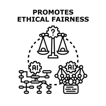Ethical artificial intelligence fairness concept protecting user data Stock Illustration