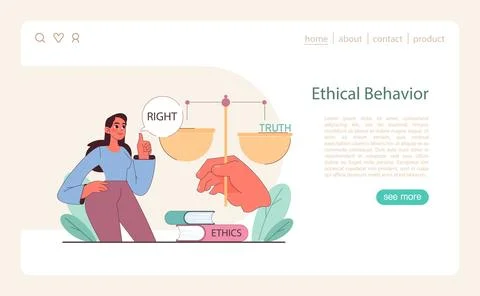 Ethical Behavior concept. Weighing right against truth over a foundation of Illustration