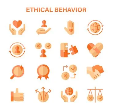 Ethical Behavior set. Principles of integrity and fairness in actions. Stockillustratie