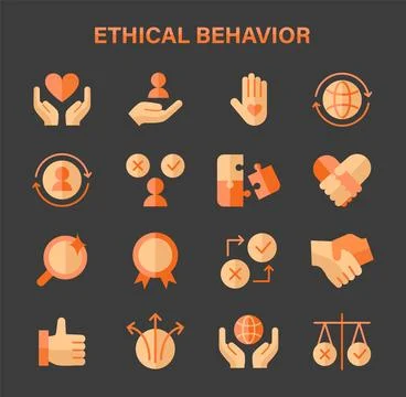 Ethical Behavior set. Principles of integrity and fairness in actions. Stock Illustration