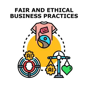 Ethical business practices with artificial intelligence technology Stock Illustration