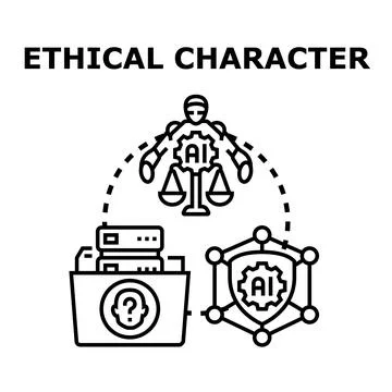 Ethical character concept with artificial intelligence and data regulation Stock Illustration