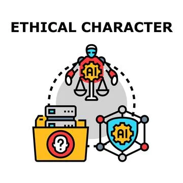 Ethical character concept with artificial intelligence and data regulation Stock Illustration