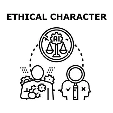 Ethical character navigating artificial intelligence decisions and values Stock Illustration